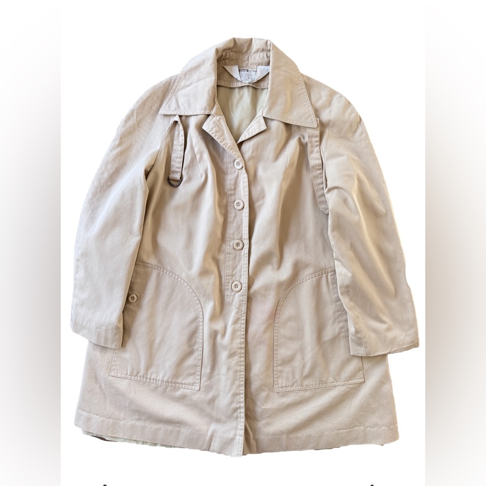 Vintage 70s 80s Montgomery Ward Tan Trench Coat Size 15 16